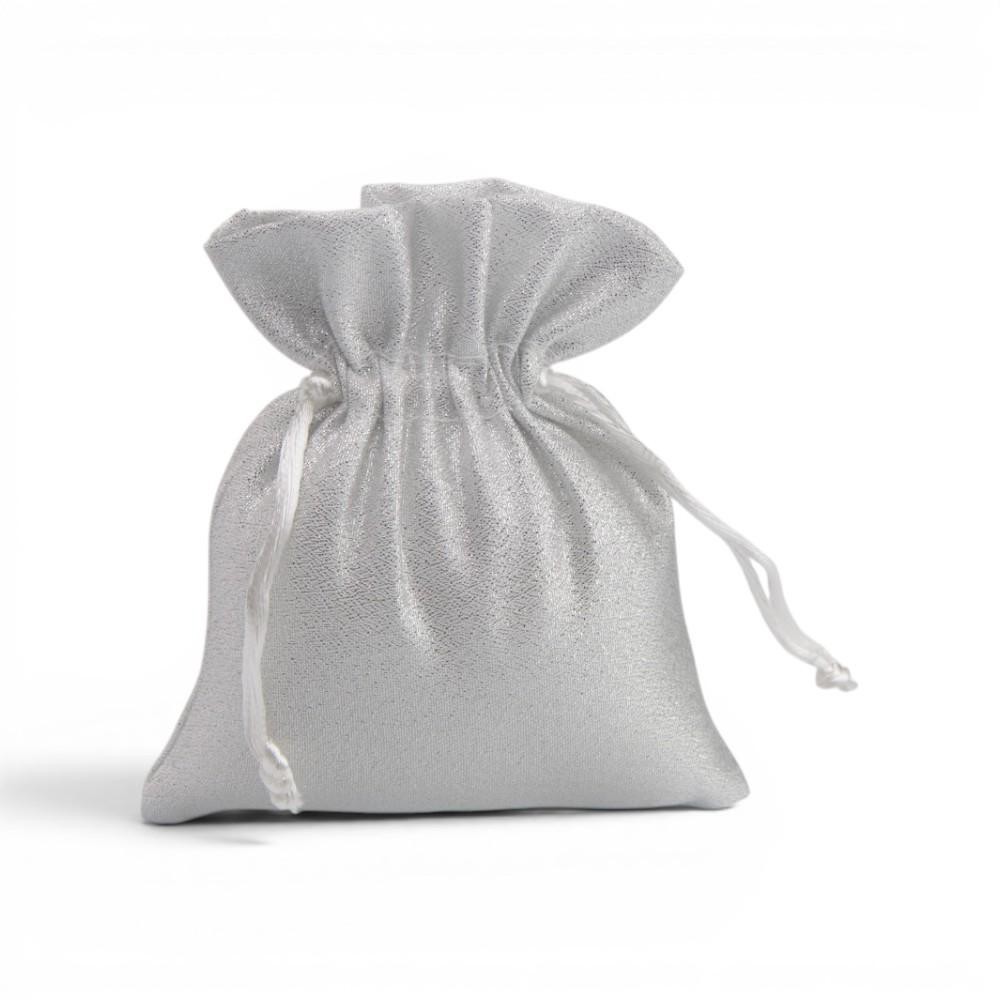 SACCHETTO STOFFA ARGENTO 10X12